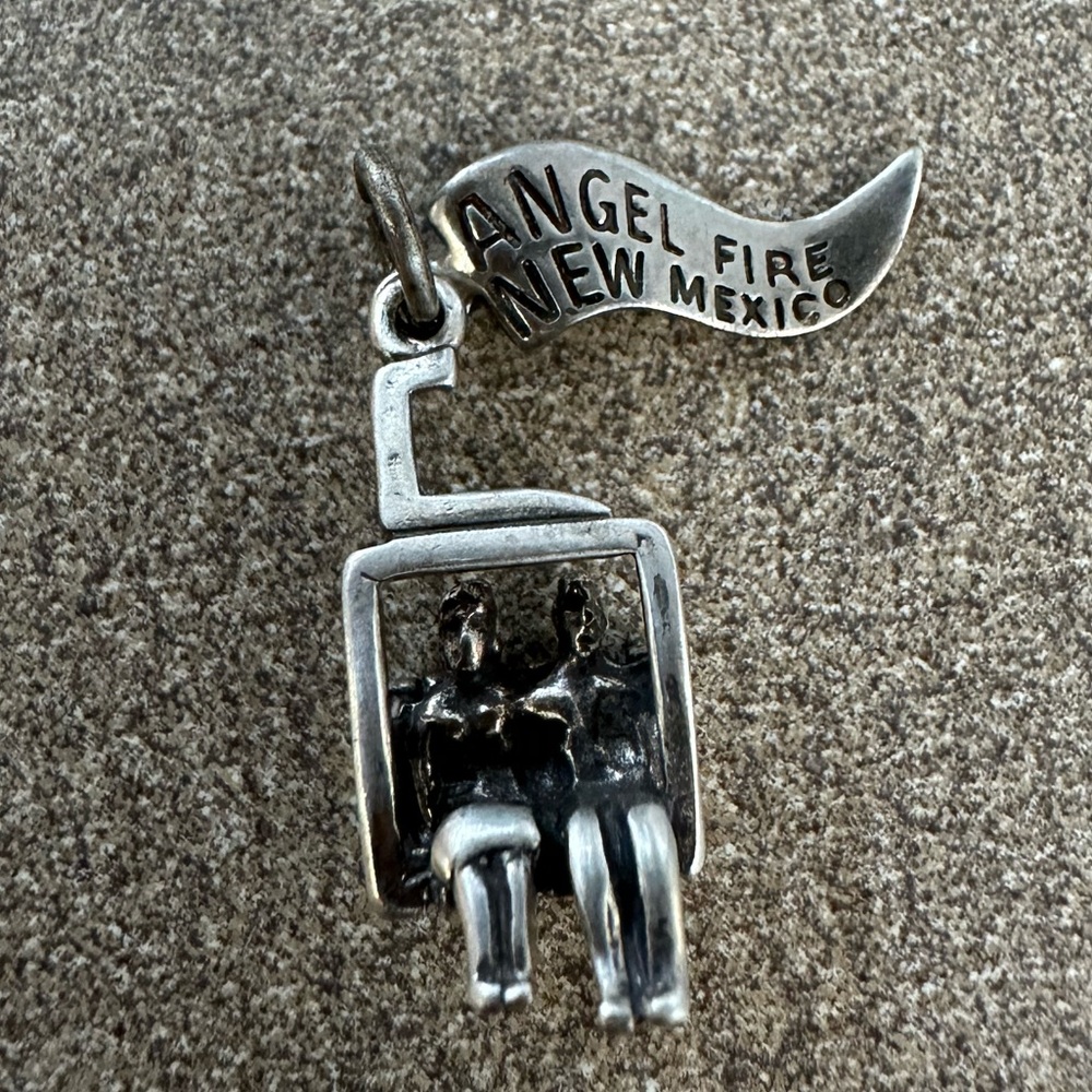 Vintage Sterling Silver Ski Lift Angel Fire New Mexico Charm and Pendant